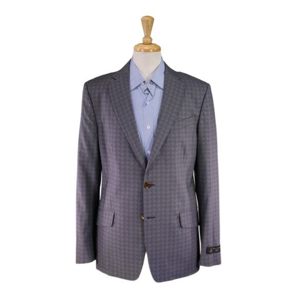 Vivienne Westwood Man London Gray Checkered Wool 2-Btn Regular Fit Blazer 42R